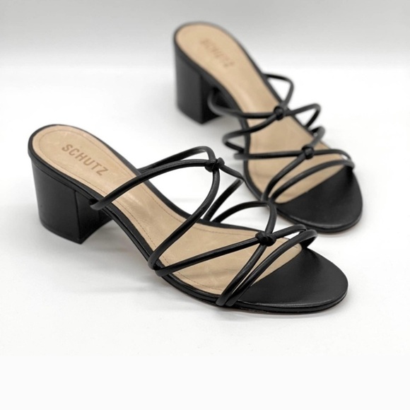 SCHUTZ Heels Black Strappy Sandals - Picture 2 of 5